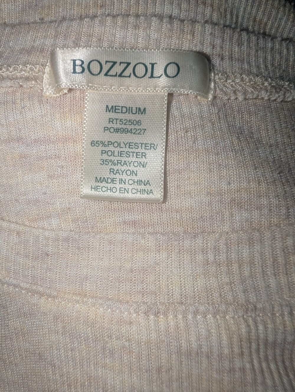 VGUC Bozzolo Short Sleeve Crewneck Tee in Light Beige Ribbed Size Medium - Picture 3 of 3
